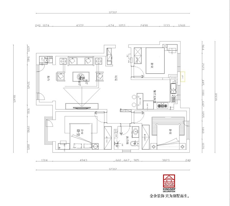 麗景藍灣114㎡三室兩廳一衛戶型解析
