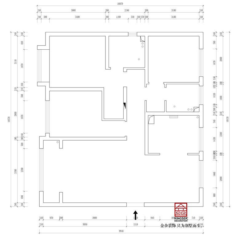 融創中心裝修127平米戶型原始平面圖