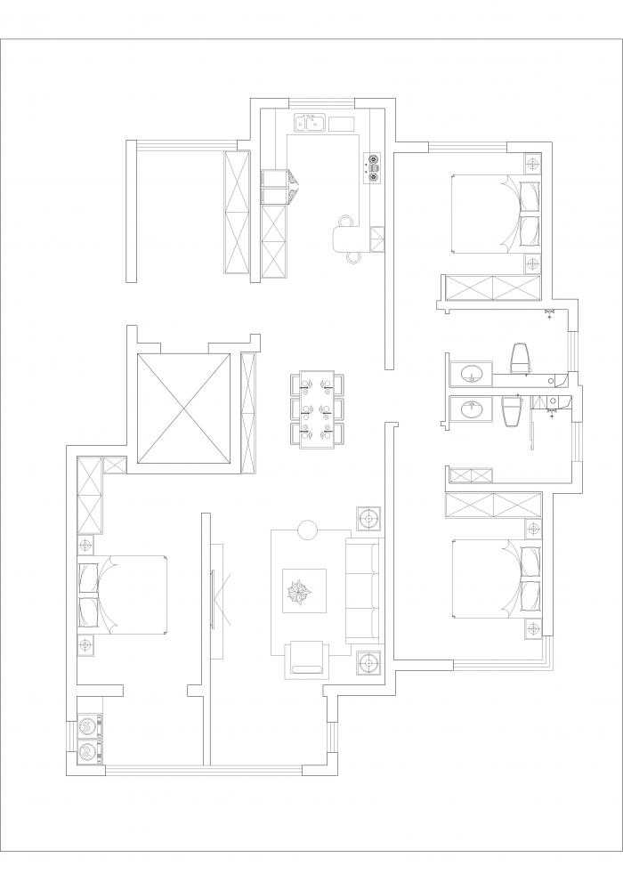 國(guó)仕山146平米現(xiàn)代輕奢風(fēng)格三居室戶(hù)型解析